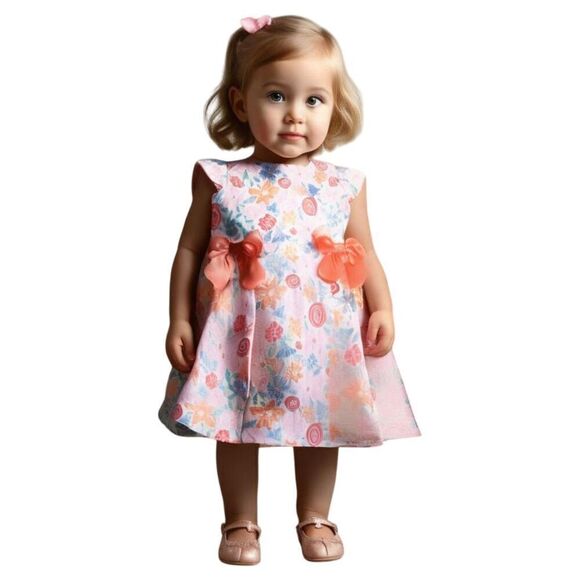 Bonnie Jean Pink Floral Print Dress Size 18M - Picture 1 of 4